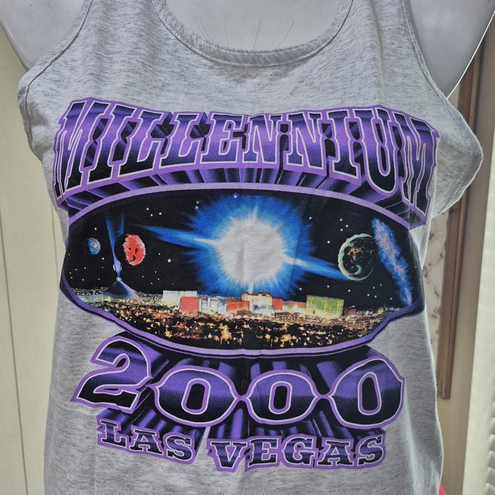 Vintage Millennium 2000 Las Vegas Sleeveless Unisex Tee – Size Large - Picture 6 of 8